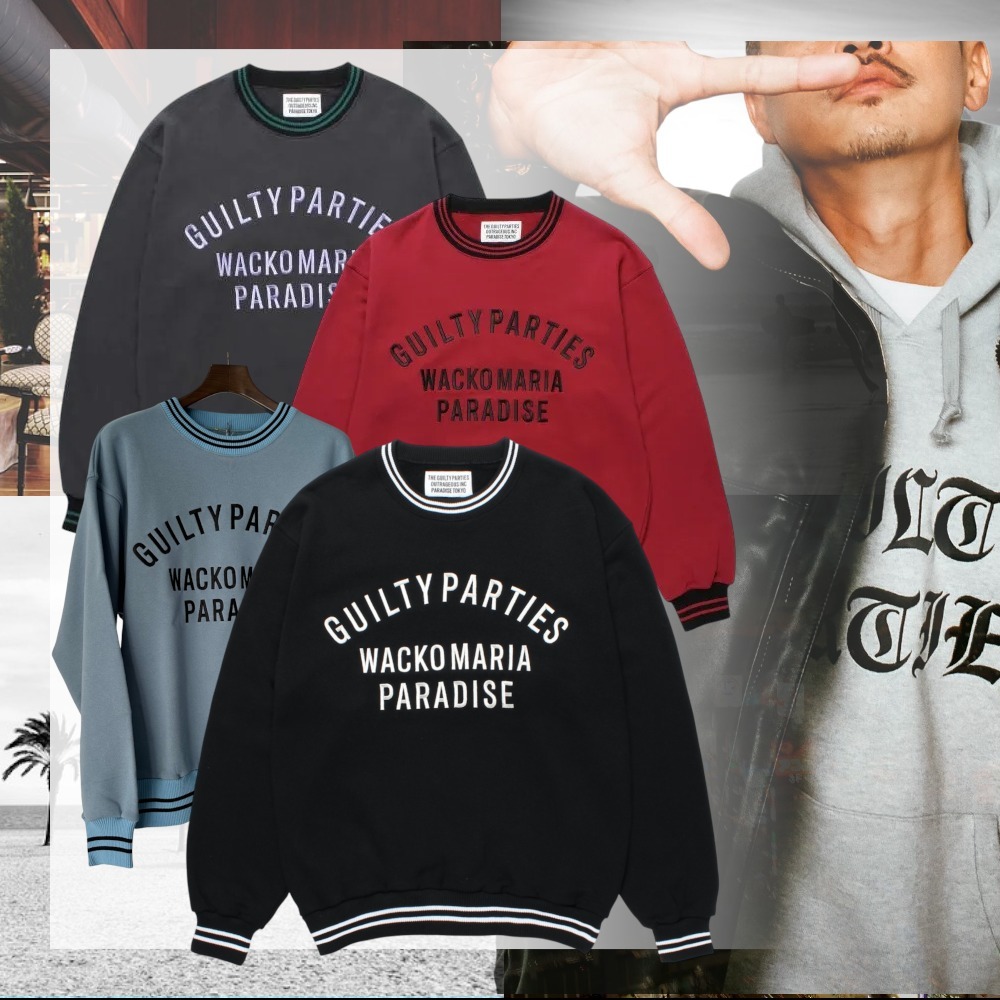 ワコマリア MIDDLE WEIGHT クルーネックスウェット カレッジロゴ