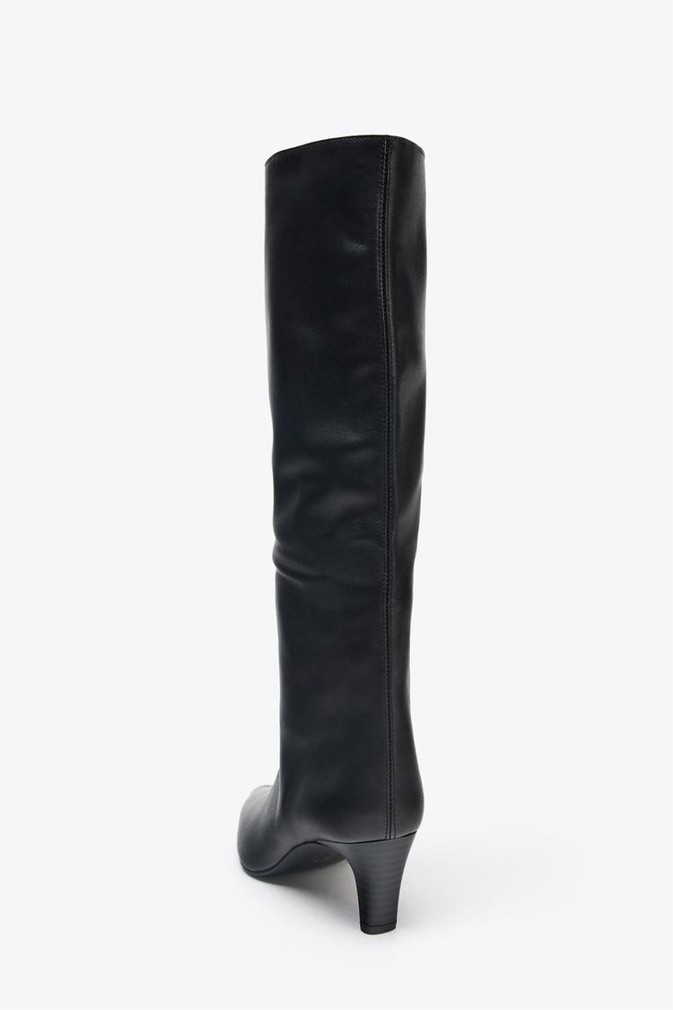ZARA】レザーキトゥンヒールブーツ ブラック | 2014/510/800 (ZARA