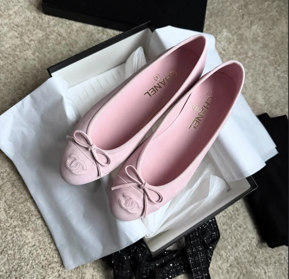 可愛いピンク♪【CHANEL】フラットシューズ バレリーナG02819 (CHANEL