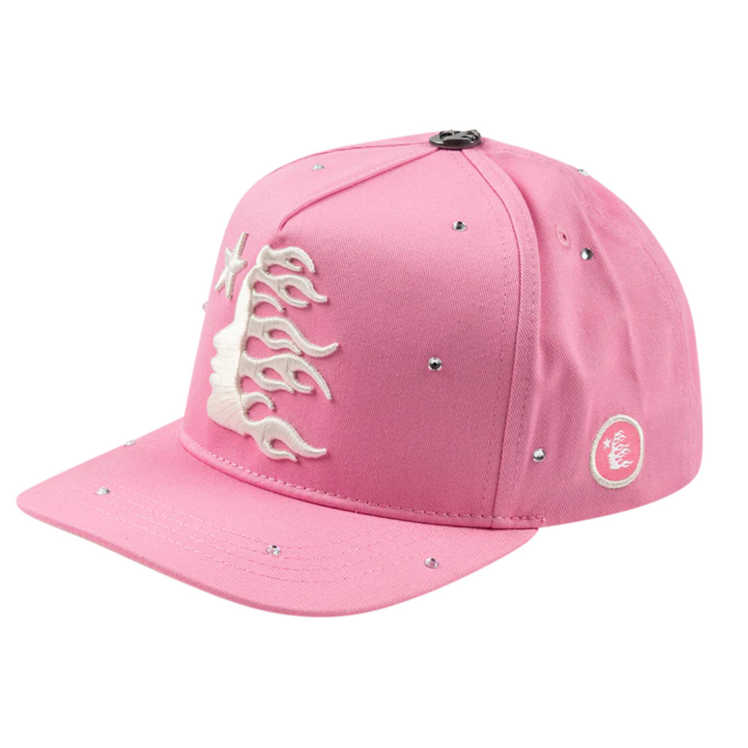 注目□HELLSTAR□大人気 OG Logo Rhinestone Snapback Hat Pink