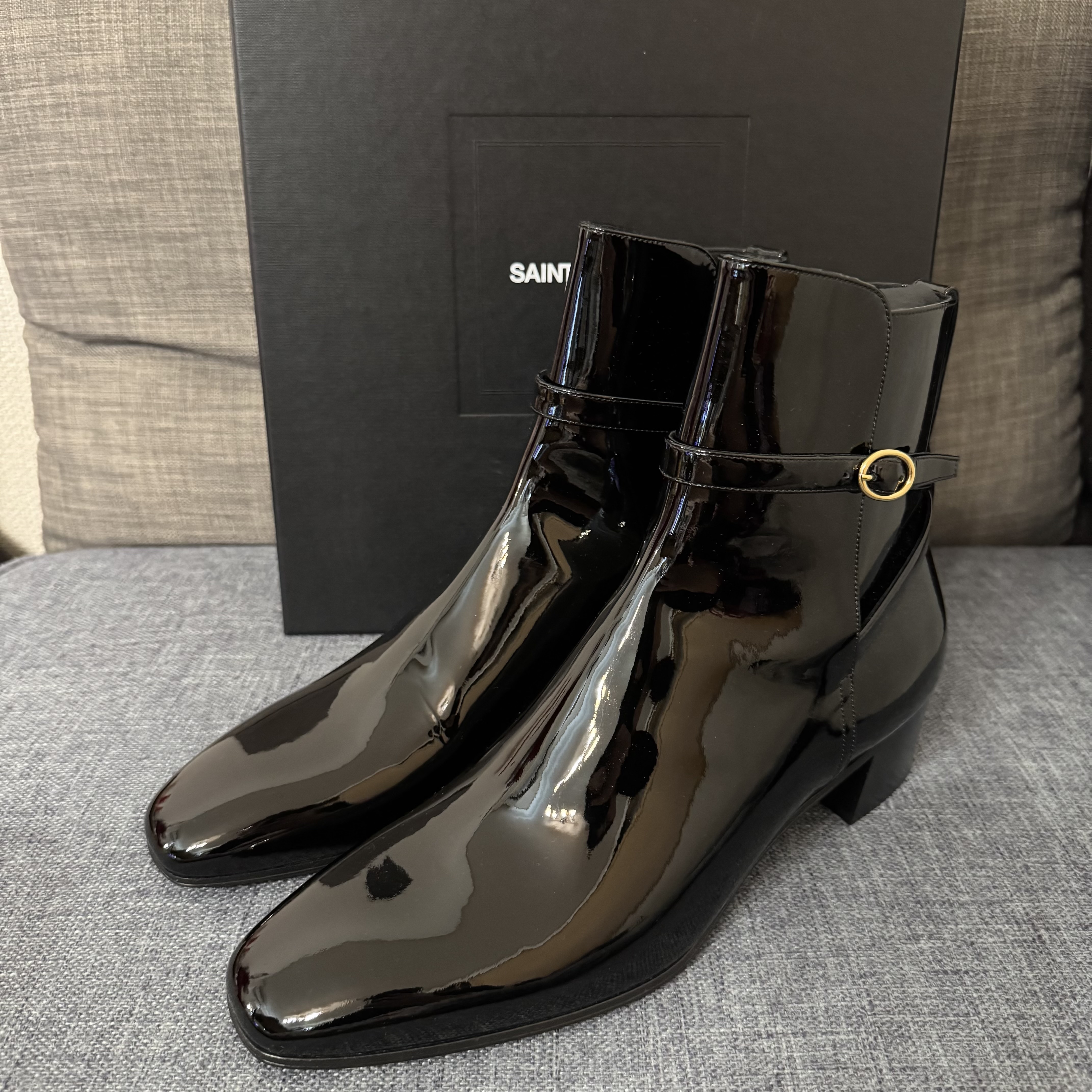 SAINT LAURENT サンローラン レザー ヒール ブーツ 黒 (Saint Laurent