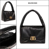 BALENCIAGA】Monaco Black Leather Sling M Shoulder Bag (BALENCIAGA