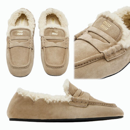 モカシン ベージュ系 23cm MiuMiu(ミュウミュウ) 靴・シューズ