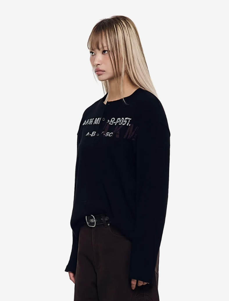 AAKAM】Waffle Henry Neck Long Sleeve☆男女兼用☆ (AAKAM/Tシャツ