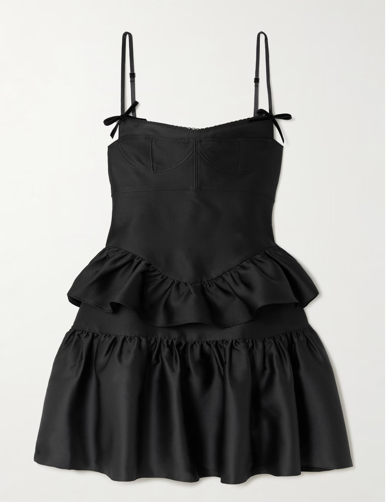 ジェニー愛用【シュシュトング】リボン＆ラッフル ミニドレス (SHUSHU