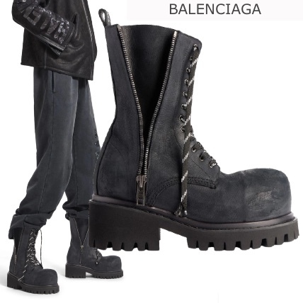 BALENCIAGA】STOMPER ZIPPED BOOTIE ロゴ レザー ブーツ (BALENCIAGA