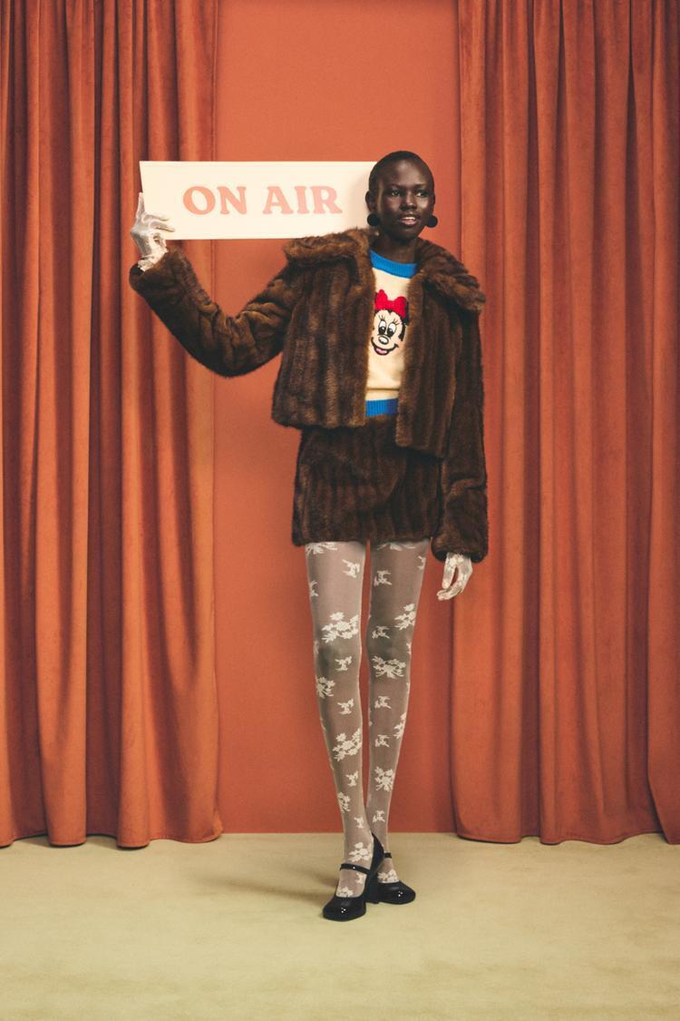 クロップドフィット フェイクファー ジャケット ZARA DISNEY (ZARA