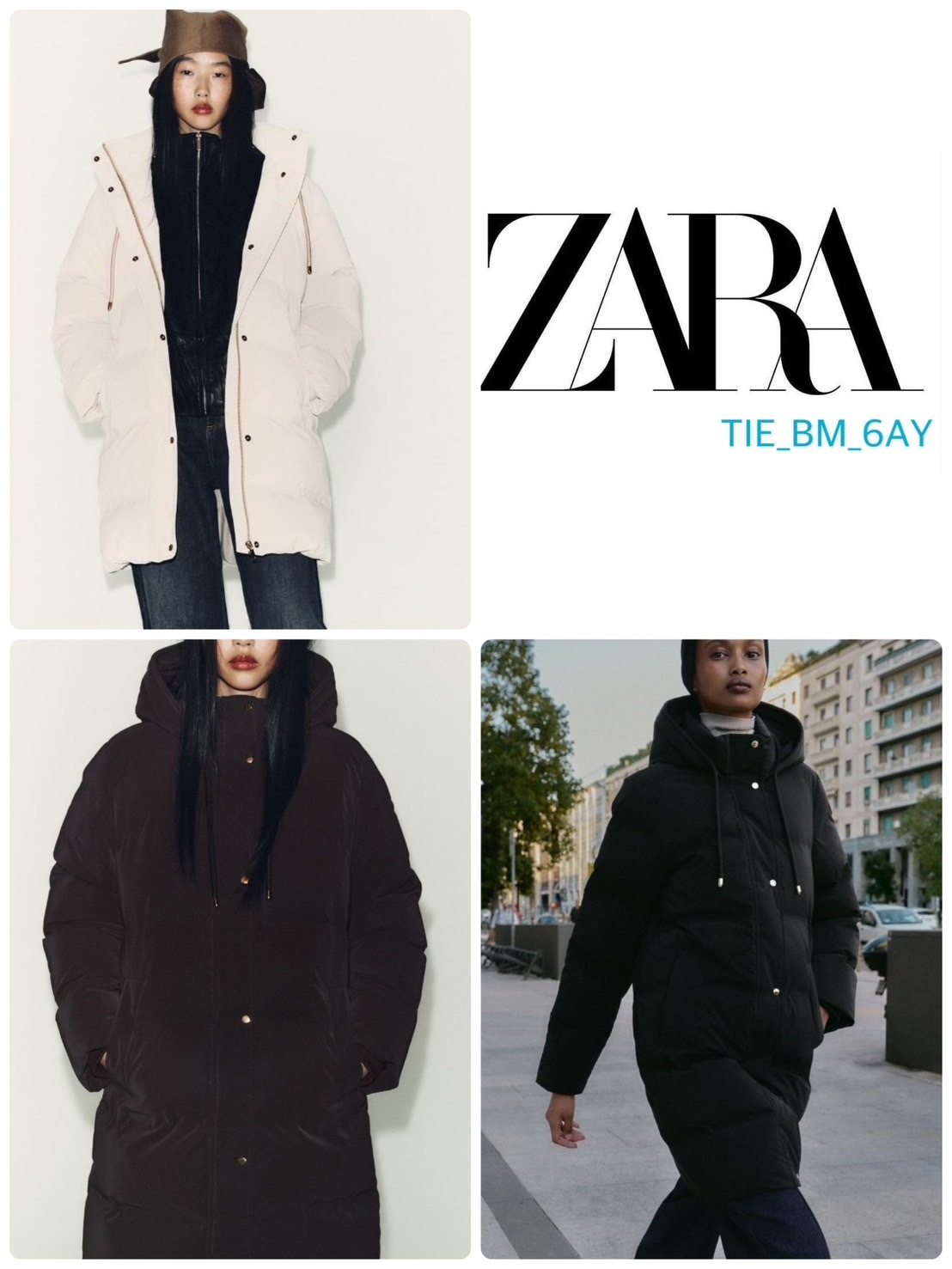 ZARA 防風ゴム加工生地を使用したセミロングアノラック 定番人気 (ZARA