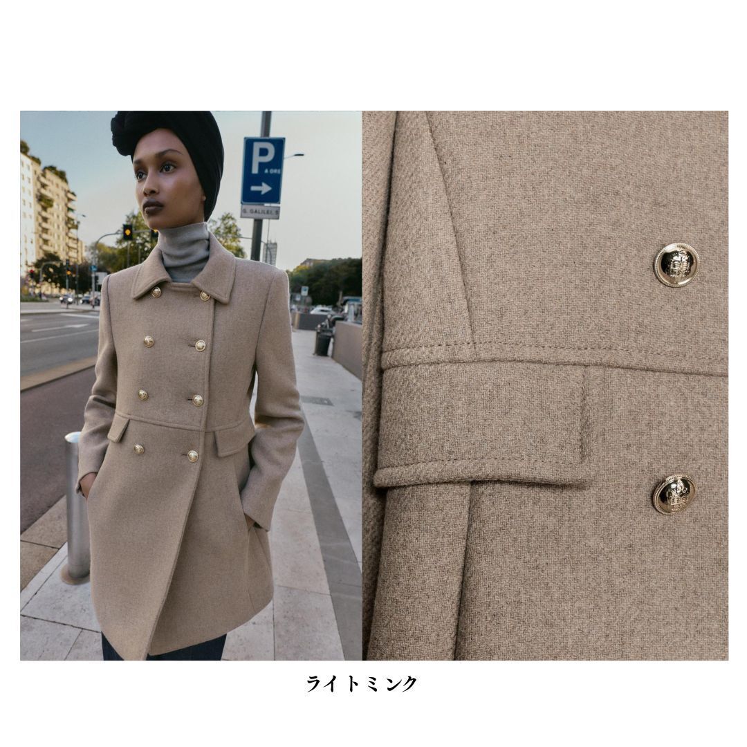 ZARA】NEW ウール混紡ショート丈ダブルブレストコート (ZARA/コート