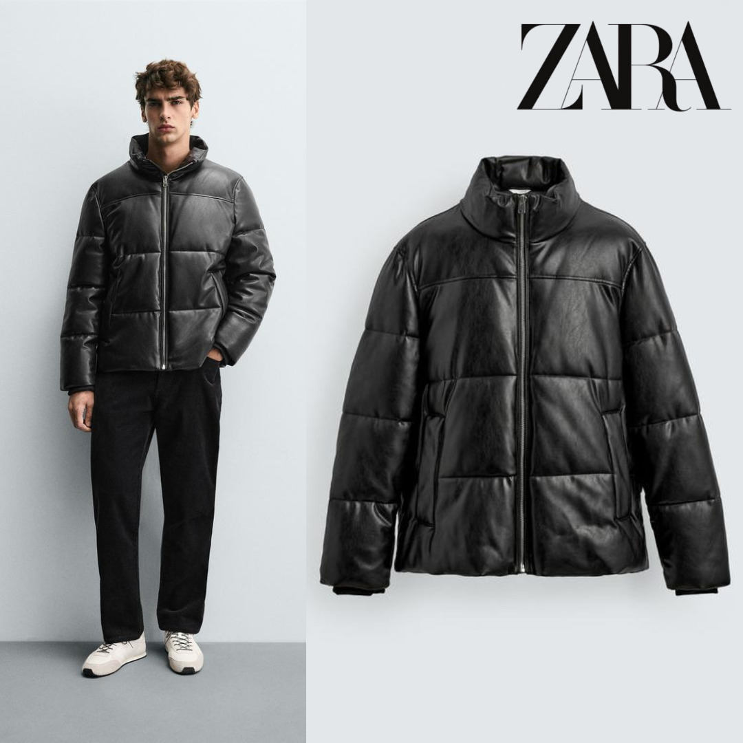 ZARA］フェイクレザー パフジャケット (ZARA/ダウンジャケット) 3046