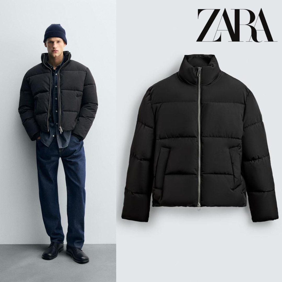 ZARA］撥水加工ボクシーフィットパフジャケット (ZARA/ダウン