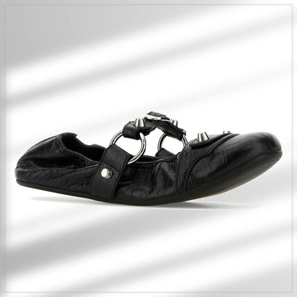 BALENCIAGA スタッズ付きバレエシューズ ブラック BALENCIAGA スタッズ