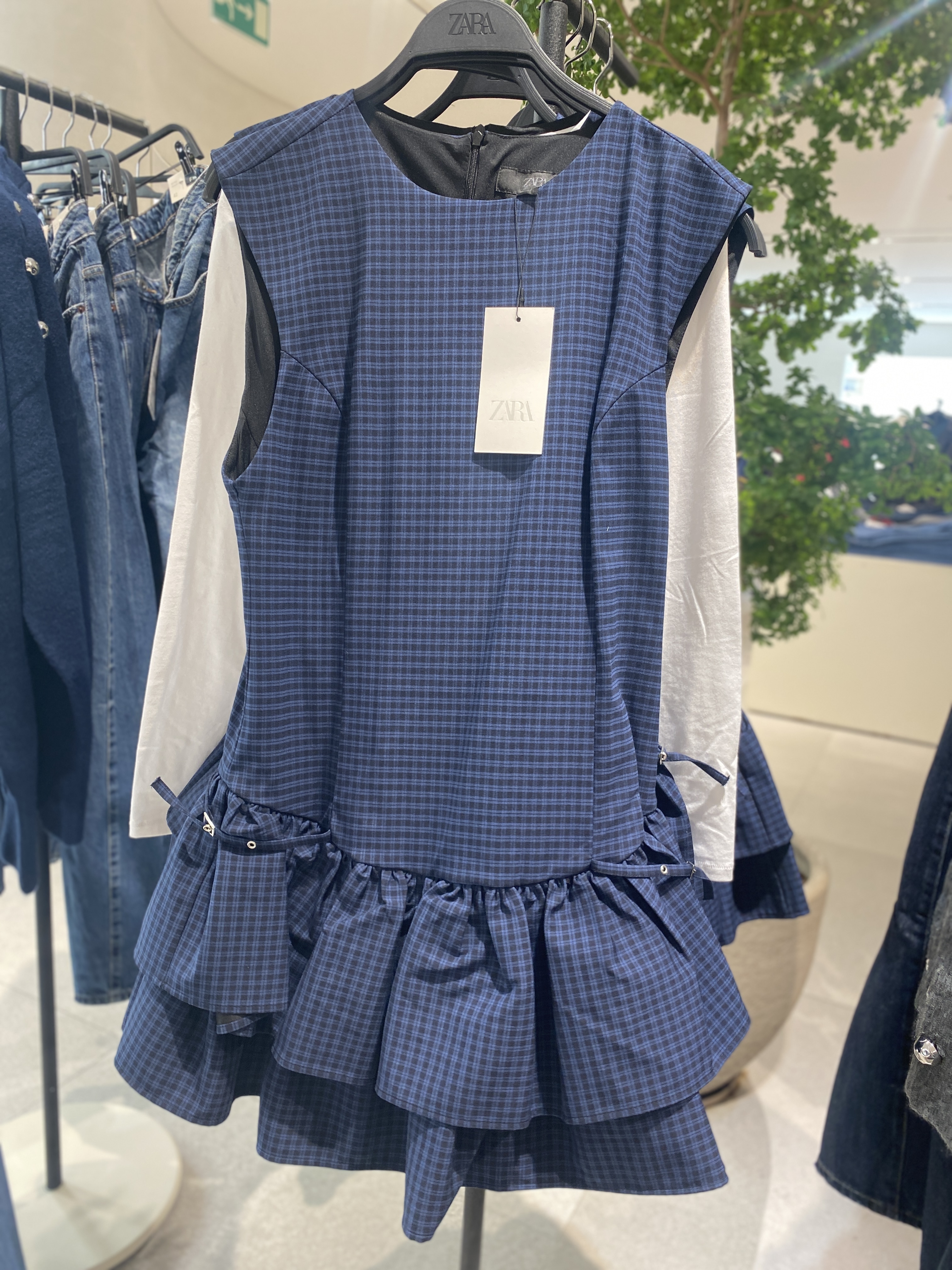 ZARA】NEW フリル付きチェック柄ショートワンピース (ZARA/ワンピース