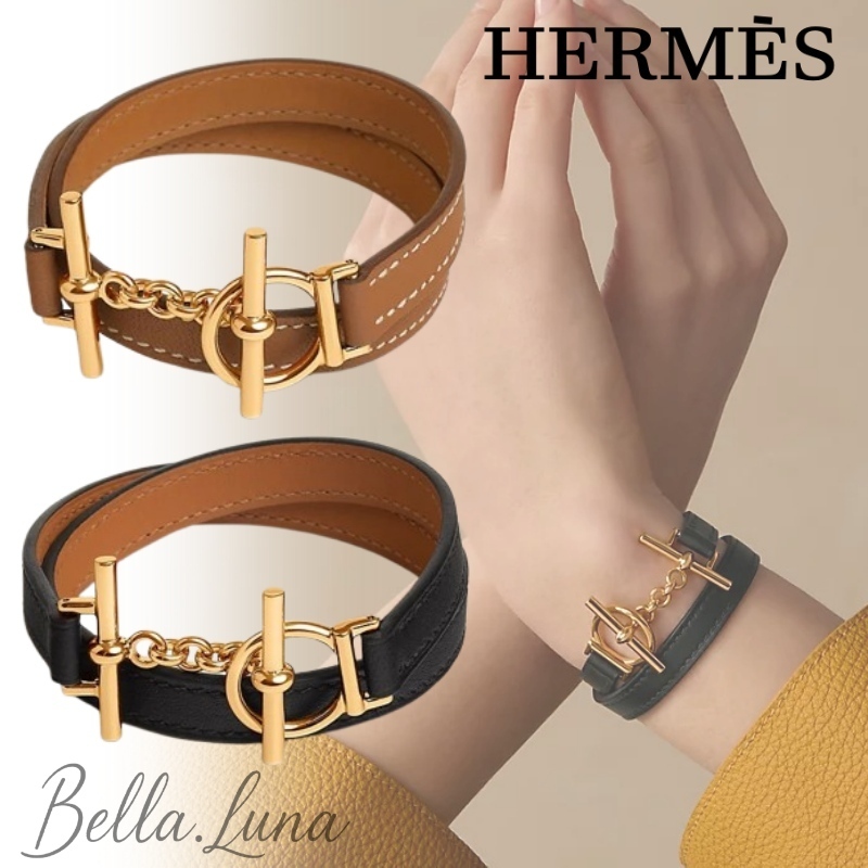 HERMES レザーブレスレット クロワジエール ドゥブルトゥール (HERMES