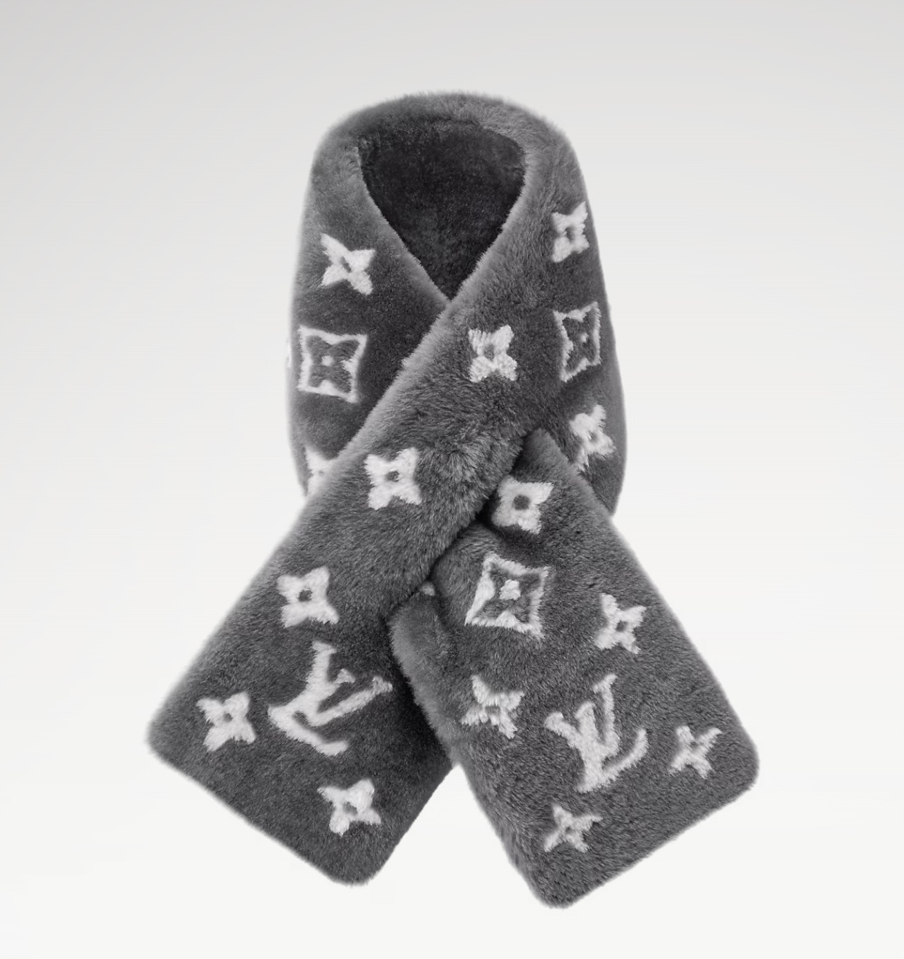 マフラーモノグラム柄ロゴ黒グレーリバーシブルLV ノベルティ新品