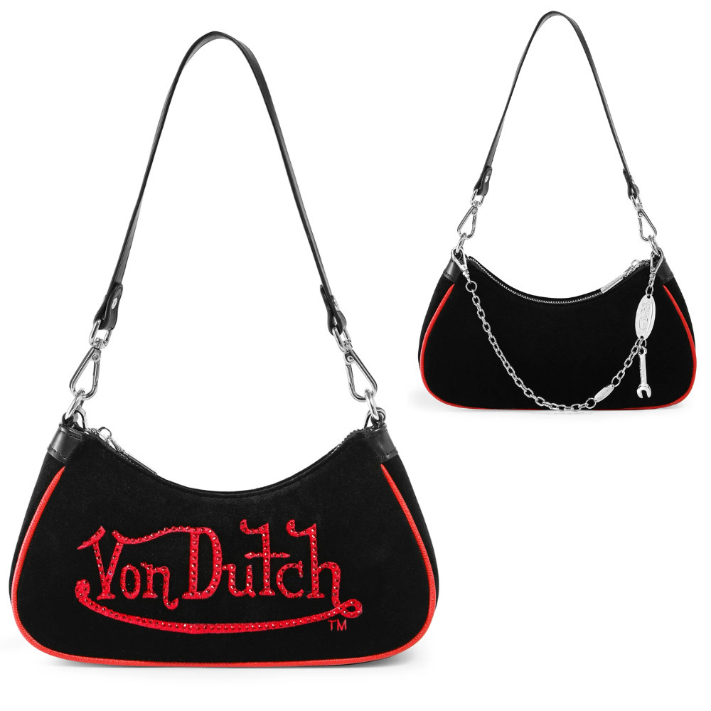 Von Dutch】 ベロア ロゴ ショルダーバッグ 関税送料込 (Von Dutch