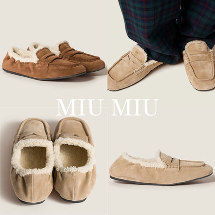 モカシン ベージュ系 23cm MiuMiu(ミュウミュウ) 靴・シューズ