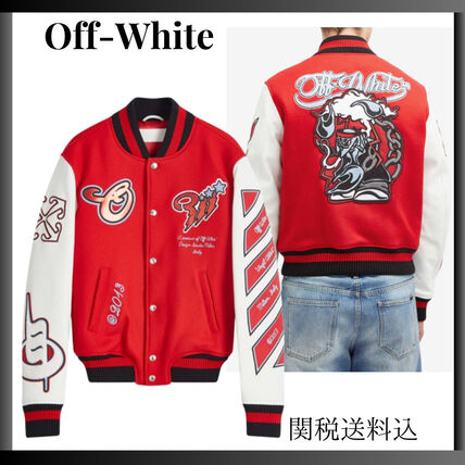 レッド（赤）系 Off-White(オフホワイト) スタジャン(メンズ