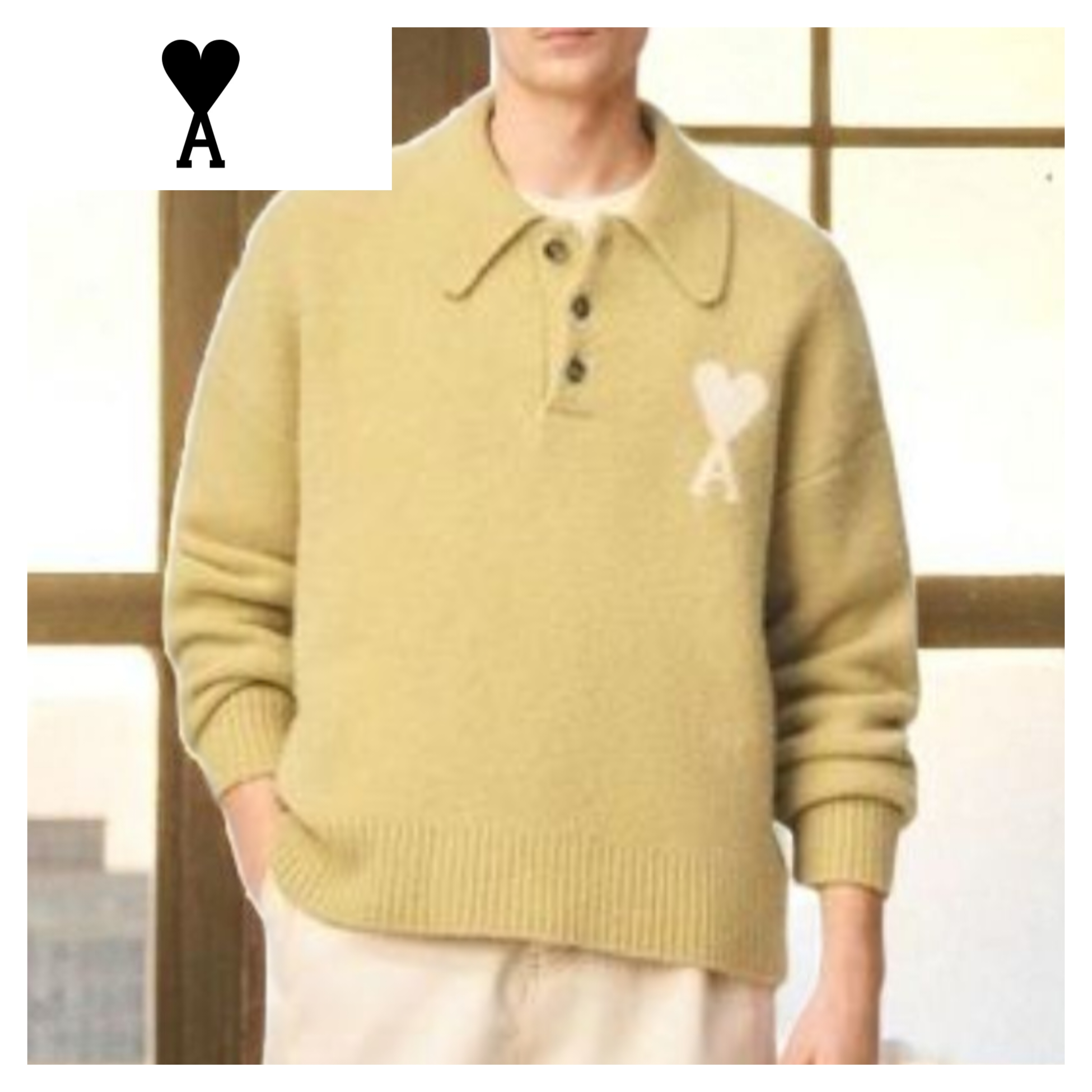 AMI PARIS】アミパリス アミ ドゥ クール ウール ポロセーター (AMI