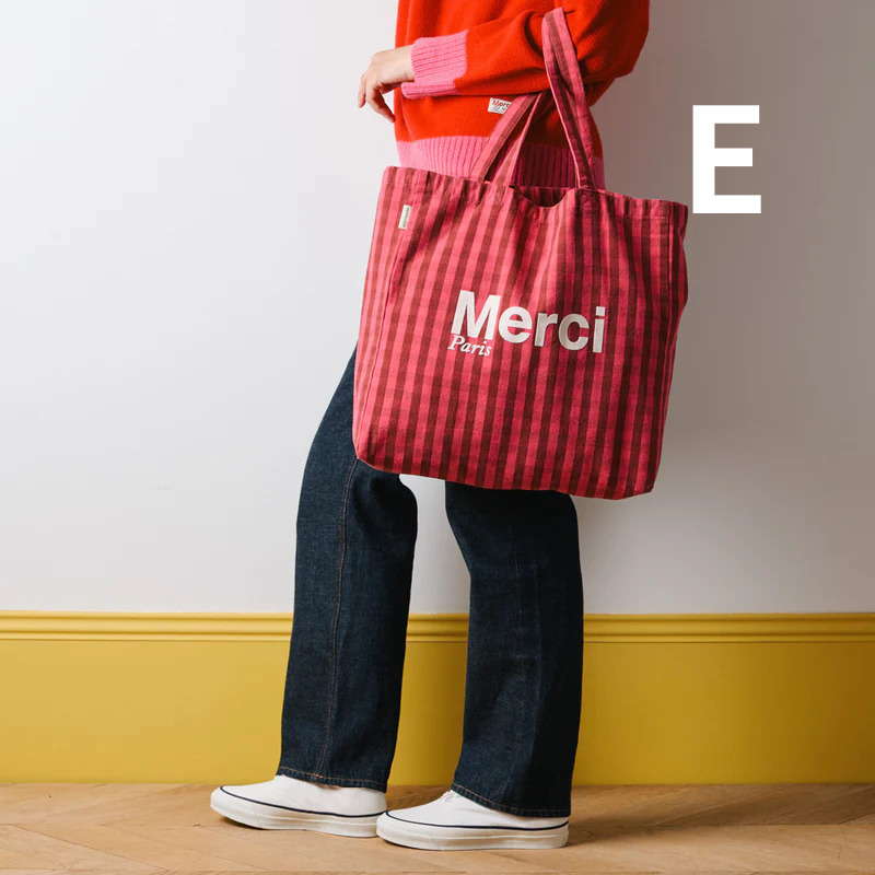 ☆世界的人気☆【メルシー】パリ限定ロゴトート L チェック (Merci