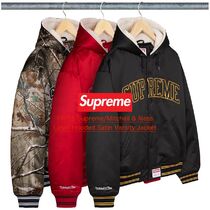 Supreme Mitchell & Ness Lined Hooded Satin Varsity Jacket (Supreme
