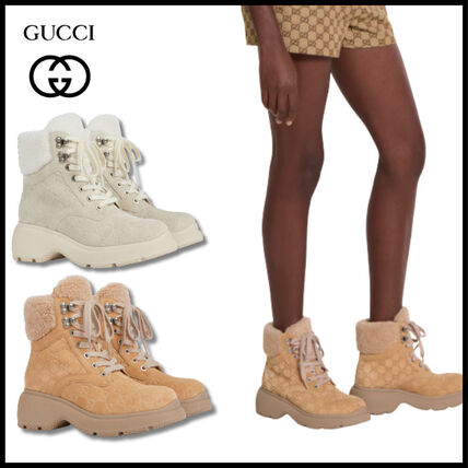 ホワイト（白）系 GUCCI(グッチ) ショートブーツ・ブーティ(レディース