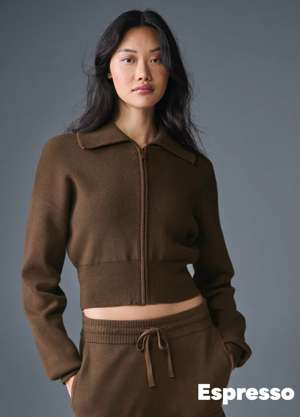 Alo Yoga〉Scholar Knit クロップド フルジップ ジャケット (ALO Yoga