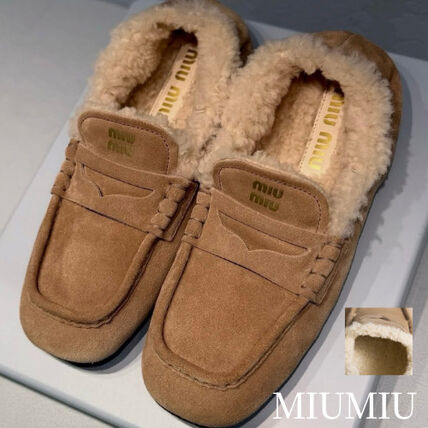 モカシン ベージュ系 23cm MiuMiu(ミュウミュウ) 靴・シューズ