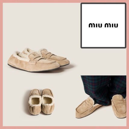 モカシン ベージュ系 23cm MiuMiu(ミュウミュウ) 靴・シューズ