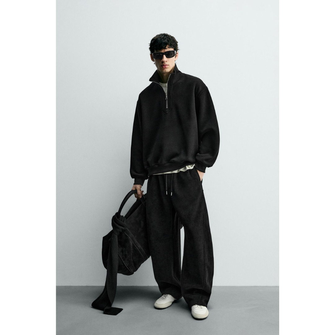 ZARA］コーデュロイジップネック スウェットシャツ (ZARA/マウンテン