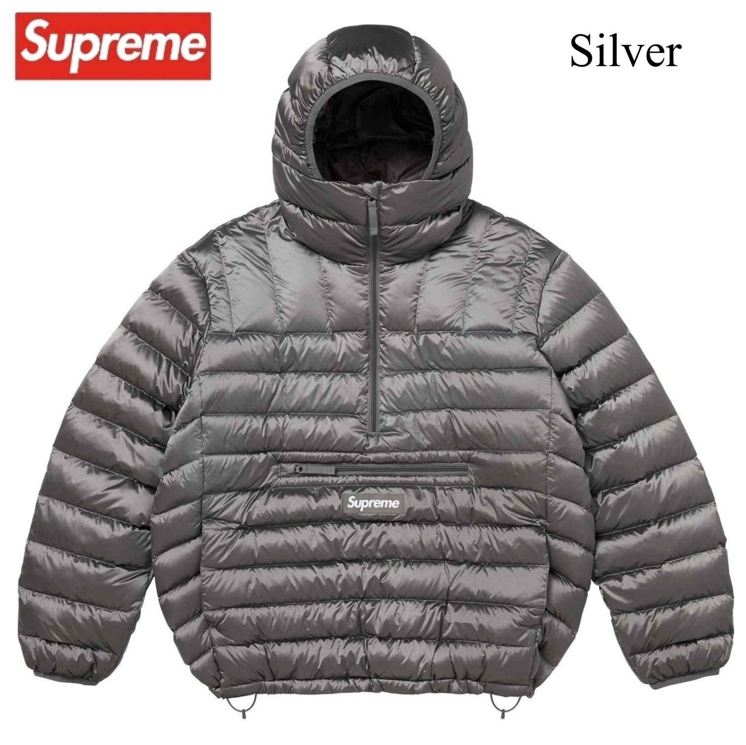 Supreme】Micro Down Half Zip Hooded Pullover Silver (Supreme