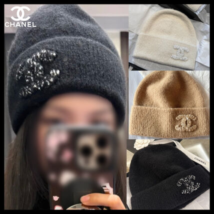 ホワイト（白）系 CHANEL(シャネル) ニットキャップ・ビーニー