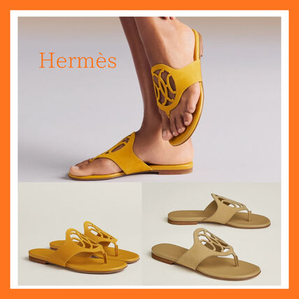 イエロー（黄色）系 HERMES(エルメス) サンダル・ミュール(レディース