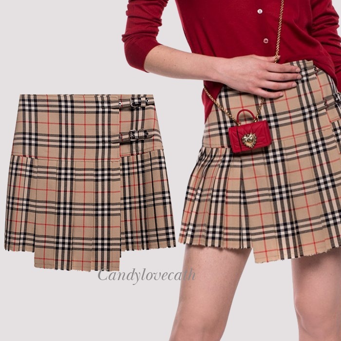BURBERRY ヴィンテージチェック ウールキルト プリーツ スカート