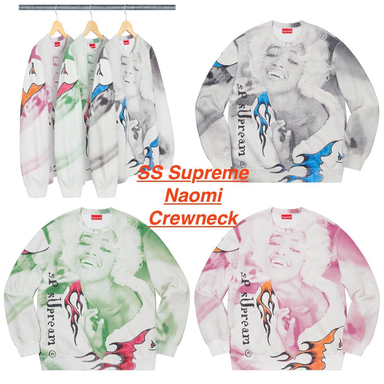 SS20 Supreme Naomi Crewneck - ナオミ キャンベル クルーネック