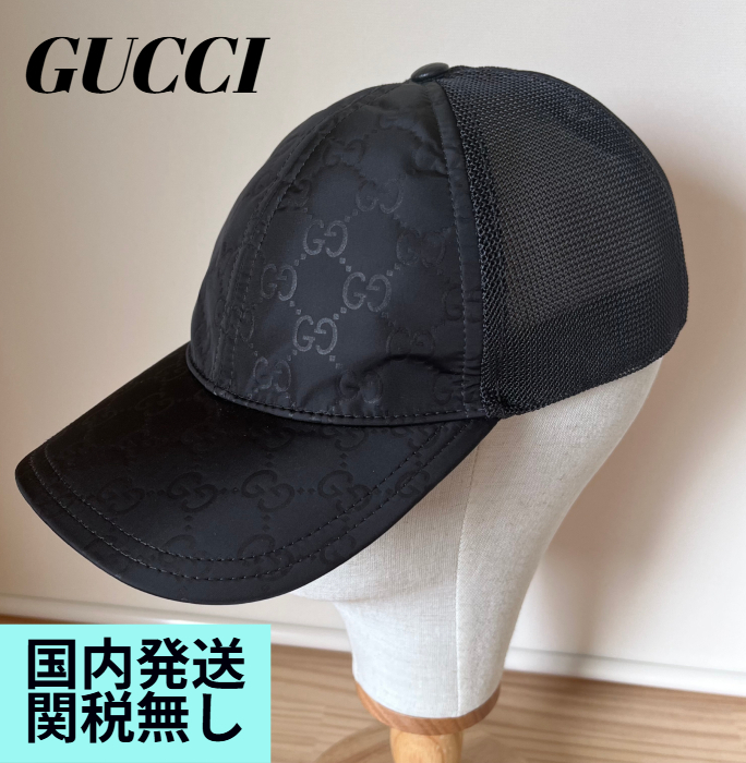 ゆな GUCCI ブラックナイロンキャップ org.jpg