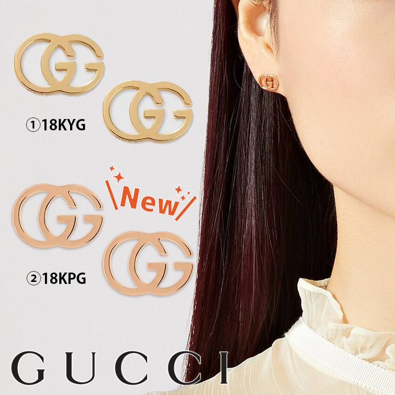 GUCCI GG スタッズ 18K イエローゴールド ピアス YBD094074002 (GUCCI