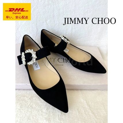VIP SALE☆Jimmy Choo CHERI スエード クリスタル フラットBLACK