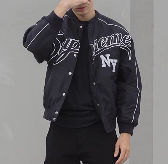 Supreme Contrast Script Varsity Jacket Black シュプリーム (Supreme