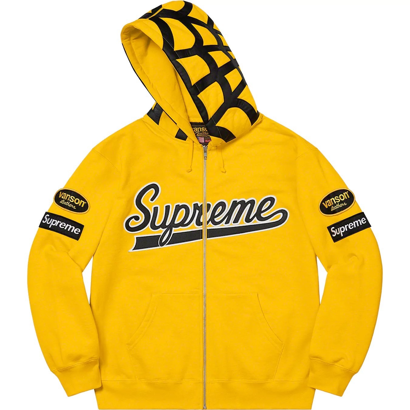 Supreme Vanson Leathers Spider Web Zip Up Hooded Sweatshirt