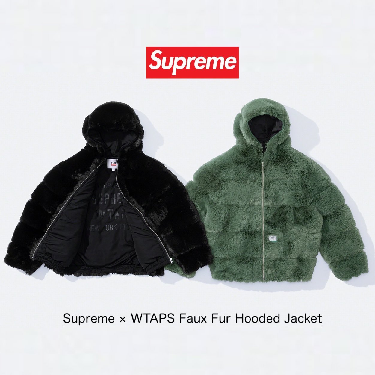FW21 Supreme WTAPS Faux Fur Hooded Jacket ファー ジャケット