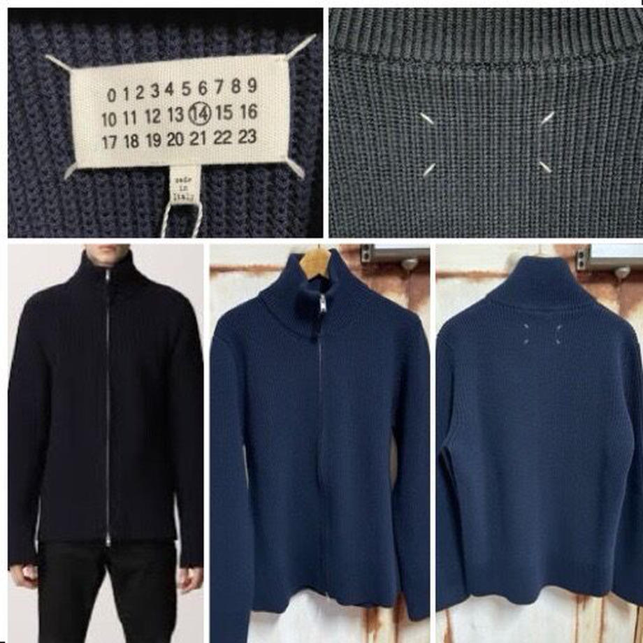MAISON MARGIELA ジップアップ ネイビー ドライバーズニット (Maison