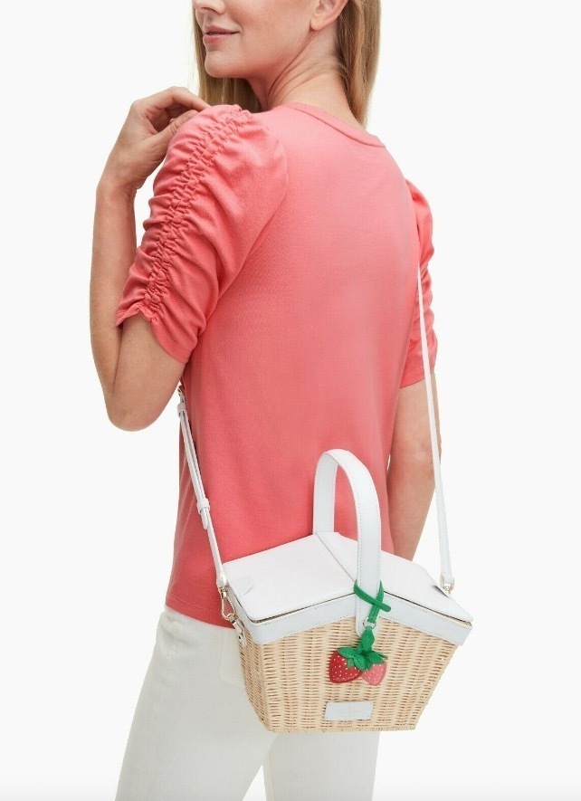 セールkate spadeストロベリーピクニックバスケットかごバッグ (kate