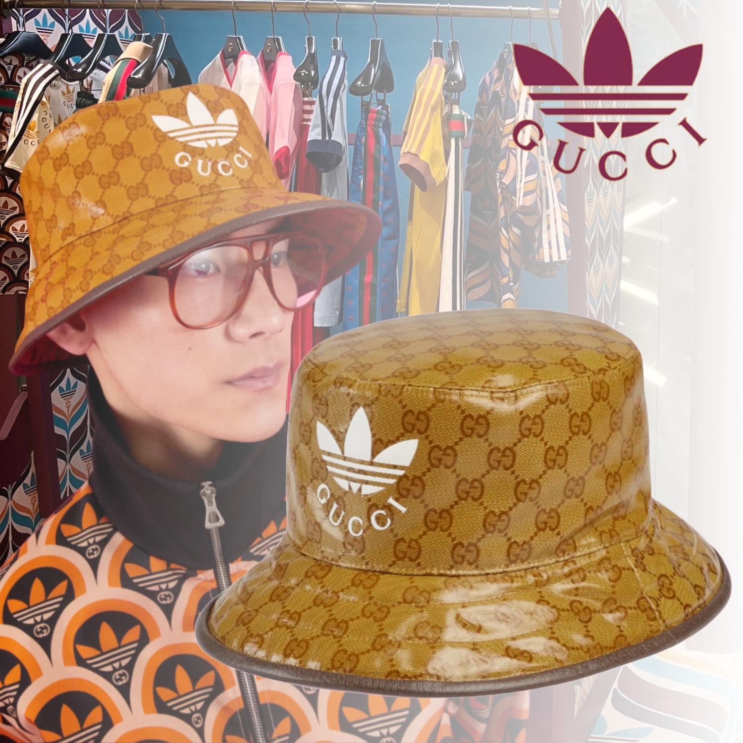 GUCCI adidas グッチ アディダス ロゴ バケットハット (GUCCI/ハット