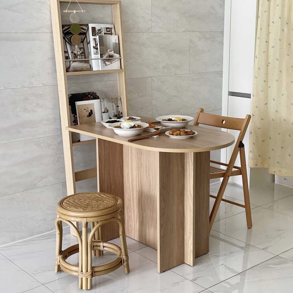 woodray】ホームカフェ 半楕円 テーブル 800(2色) (woodray/机