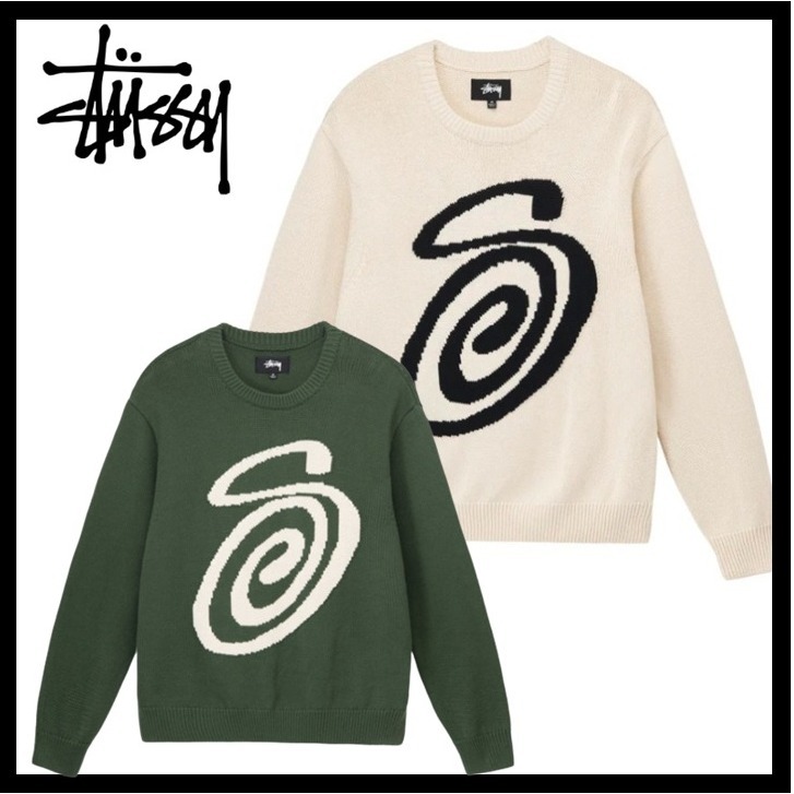 ☆関税込☆STUSSY☆Stussy Curly S Sweater Natural☆ニット☆ (STUSSY