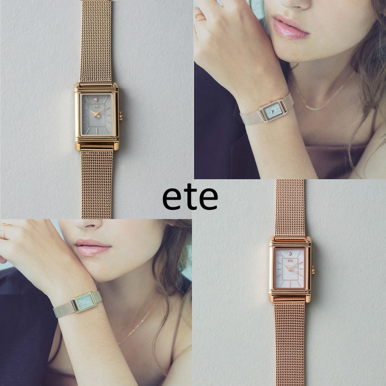 ete 腕時計 ソーラーウォッチ スクエア メッシュベルト 国内発送