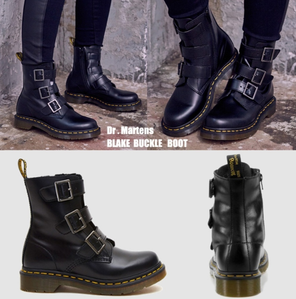 Dr Martens☆BLAKE☆バックルブーツ☆ジッパー☆ベルト☆黒 (Dr