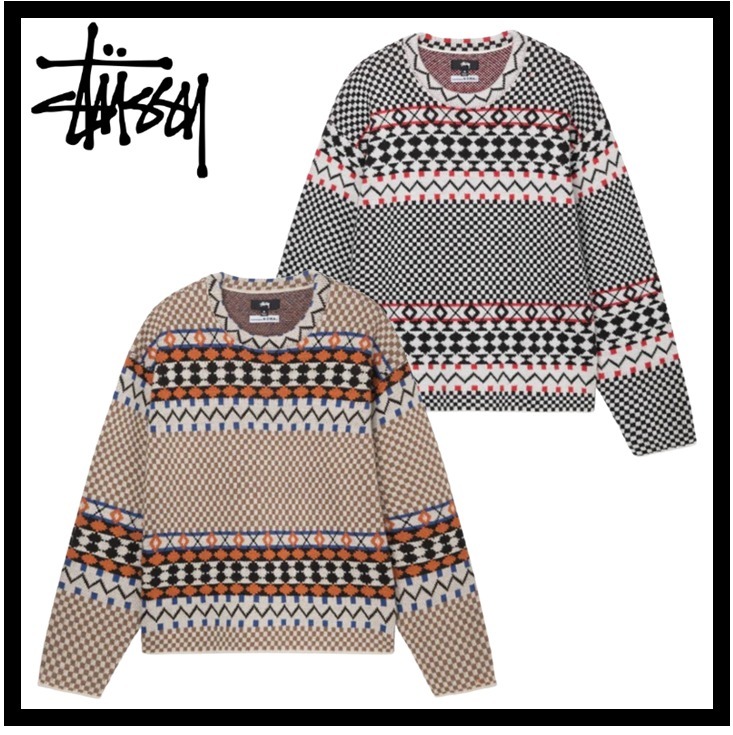 ☆送料・関税込☆Stussy☆JACQUARD KNIT CREW☆ニット☆ (STUSSY