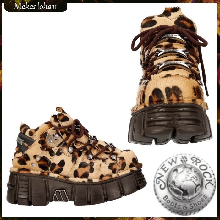 NEW ROCK☆アンクルブーツ メタリック M-106-C114 レオパード (NEWROCK